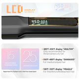 Thirtek Professional Hair Straightener,1.5 inch Ceramic & Titanium Flat Iron,15 Adjustable Temperature Levels,LCD Display, 25s Quick Heat Up,Styling Tools for Thick Hair,Dual Voltage,Black&Gold