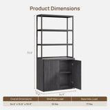 SICOTAS 71" Tall Book Shelf with Doors 5 Tier Bookshelf Bookcase