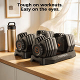 FEIERDUN DB1 QuickDial Adjustable Dumbbell Set, 15-in-1 5-52.5 Lbs Each with Storage Box & App, 1-Second Quick Change for Drop Set, Superset & HIIT Home Gym, Non-Slip Handles, 3-year Aftersale Service