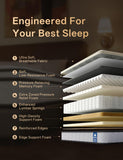 King Mattress, 12in Memory Foam Hybrid Mattress, Medium Firm and Individually Pocket Springs - Pressure Relief, CertiPUR-US Certified, Motion Isolation-Extra Edge Support. (White, King, 12, Inches)