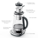 BUYDEEM K2423 Tea Maker, 316 Stainless Steel & Heat Resistant DURAN Glass Electric Kettle, 5 Temperature Settings, Removable Infuser, Auto Keep Warm, 1.2L