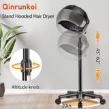 Hooded Hair Dryer, Standing Hair Dryer on Wheels, Sit Under Dryer with 3 Temperature Settings, for Salon, Spa or at Home Use Black
