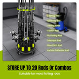Hikeen Fishing Rod Holder for Garage, Fishing Pole Holders Rod Rack, Holds up to 20 Rods with Rolling Wheels, Fishing Gear Equipment Storage Organizer