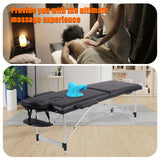 VIRRMO Portable Massage Table with Neck Stretcher, Light Weight 84 in Massage Bed Adjustable Lash Bed Tattoo Table for Eyelash Extensions Beauty Spa (Aluminum, Black)