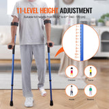 VEVOR Forearm Crutches for Adults, 11-Level Height Adjustable Walking Crutches with 4-Level Upper Cuff, Lightweight Aluminum Medical Support Crutches for Leg Injury Surgery Disabled, 1 Pair (350LBS)