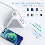 Tower Surge Protector Power Strip, 9 AC Outlets with 4 USB Ports (1 USB C) 3-Side Triangle Outlets with USB Ports NVEESHOX