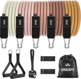 WHATAFIT Resistance Bands, Exercise Bands，Resistance Bands for Working Out, Work Out Bands with Handles for Men and Women Fitness, Strength Training Home Gym Equipment Gradient Coffee