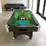 SIMBASHOPPING 7 Foot Pool Table Modern Billiard Table with Green Felt, Ball Return and Accessories - Green Season