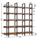 Bookcase and Bookshelves Triple Wide 5 Tiers Large Open Shelves