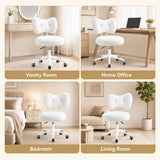 White Desk Chair with Wheels, Comfy Office Chair with Back for Bedroom
