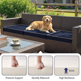 Navy Linen Outdoor Chair Cushions Set of 2, 19x19x3 Inch Waterproof Patio Seat Cushions for Outdoor