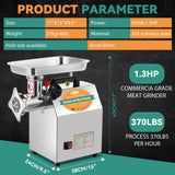 Commercial Meat Grinder, Electric Meat Grinding Machine, Heavy Duty Industrial Meat Mincer, Sausage Stuffer Grinding Plates Stuffing Tubes Newhai
