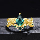 Oseew Created Emerald engagement ring set (Created Emerald) Kite
