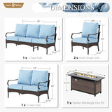 Sophia & William Metal Patio Furniture Set with Fire Pit Table, 7 Seats