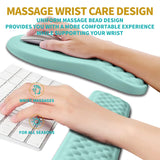 Hokafenle 2 in 1 Ergonomic Mouse Pad Wrist Support & Wrist Rest for Computer Keyboard Set, with Relieve Carpal Tunnel Pain Massage Bulge and Full Memory Gel Design (2In1 Set, Light Blue)