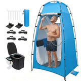 82.7-Inch Tall Shower Tent and Camping Toilet Kit,Easy-Setup Portable Toilet and No-See-Through Changing Room for Camping,Beach,Travel,Outdoor Adventures,Windproof Outdoor Privacy Shelter Tent