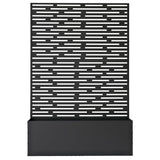 Black Freestanding Metal Privacy Screen Room Divider with Flower Box