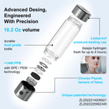 Hydrogen Water Generator Bottles, Hydrogenated Water Bottle with SPE PEM Technology, 460ml(16OZ) Hydrogen Water Bottle Generator for Home, Office, and Travel-Certified H2 Generator-Gift Box