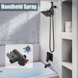 Aolemi Shower Tub Faucet Set with Handheld Spray Shower System Single Shower Rainfall Head and Handle with Tub Spout Combo Rough-in Valve Included Shower Trim Kit 6 Inch Shower Head, Matte Black