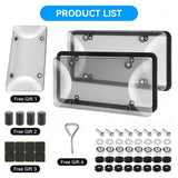 2 Pack Clear License Plate Covers, Unbreakable Anti-Yellowing Tag Protectors, Street Legal Universal Car Plate Holders with Hardware, Anti-Rattle Pads & Caps