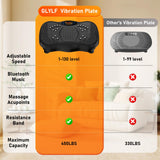 Vibration Plate Exercise Machine, 130 Levels Full Body Workout Vibrating Plate for Lymphatic Drainage Weight Loss, 450 Lbs Capacity Shake Fitness