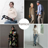 Famica FlexiCrutch for Adult (x2 Unit, Open Cuff) - Red Dot Design Award Winner, Adjustable Ergonomic Handles, Cuff, Height, Foldable, Lightweight and Non-Slip Forearm Crutches