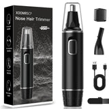 XOOMRSCP Professional Nose Hair Trimmer for Men, Rechargeable 2 in 1 Painless Ear & Nose Hair Trimmer with IPX7 Waterproof Dual-Edge Blades for Eyebrow & Facial Hair (Black)