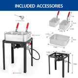 OuterMust 58,000 BTU Outdoor Fryer, 18 Qt. Deep Fryer Pot and 2 Inner Baskets, Ideal for Frying Fish, Chicken Wings, French Fries