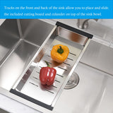 VOKIM 33 Inch Drop In Kitchen Sink Workstation - 33 x 22 Inch Drop In Sinks 16 Gage Stainless Steel Topmount Sinks Single Bowl 10'' Deep Handmade Above the Counter sink with Cutting Board& Strainer