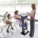 Acrylic Podium Stand with Led Light, Clear Podium with Storage Shelf, Portable Lecterns Pulpit MeiMeiDa