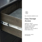 Signature Design by Ashley Rowanbeck Modern Seven-Drawer Dresser with Waterfall Edges, Nickel-Tone Hardware, Wood and Ash Veneer, Black Finish, 63.75' W