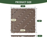 Mapleyard 216 PCS Plastic Interlocking Deck Patio Tiles, Brown, Diagonal