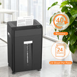 Locksworth Heavy Duty Paper Shredder, 24-Sheet Cross-Cut Shredder, P-4 Security with 8.9 Gal Pull-Out Bin