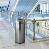 WICHEMI Commercial Large Trash Can, 16 Gallon Bullet Kitchen Garbage Can with Open Top Lid, Brushed Stainless Steel Garbage Can Outdoor, Dark Silver