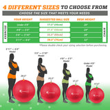 SmarterLife Exercise Ball Yoga Ball for Fitness, Balance, Stability, or Pregnancy, Gym Ball for Core Workout, Physical Therapy, Yoga Ball Chair for Office, Anti-Slip Anti-Burst (45 cm, Red) SmarterLife Products
