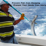 SANLIKE Telescopic Fish Gaff with Stainless Sea Fishing Spear Hook Tackle, Soft Rubber Handle Aluminium Alloy Pole for Saltwater Offshore Ice Tool