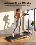 Acezoe Walking Pad with 12% Incline & Height-Adjustable Handlebar, 5-in-1 Foldable Treadmill for Home & Office, Portable Under Desk Treadmill with LED Display & App Control