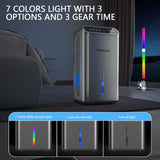Dehumidifier for Home 1000 sq.ft - Small Quiet Dehumidifier with Auto Shut Off, Aromatherapy, 3 Gear Timer, Sleep Mode, 7-Color LED Light, Drain Hose for Bedroom, Bathroom, Basement, RV(Matte Silver)