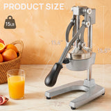 ARINOO Kitchen Cast Iron Citrus Juicer,Manual Hand Press Orange Juicer,Heavy Duty Countertop Squeezer for Lemon,Orange, Easy to Use & Clean（Grey)