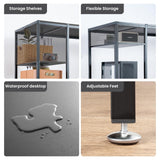 MINOSYS 47-inch Computer Desk with Storage Shelf - Your Ideal Black Gaming Desk for Bedrooms, Small Spaces