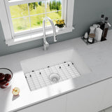 MONSINTA White Kitchen Sink, White Granite Composite Kitchen Sinks with Accessories, 30 Inch Undermount Quartz Stone Kitchen Sink, 30" x 19" x 9" Large and Deep Single Bowl Kitchen Sinks