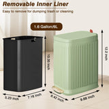 Slim Trash Can for Bathroom with Air Freshener Soft Close Lid, 6 Liter/ 1.6 Gallon Stainless Steel Garbage Can with Removable Inner Bucket  (GREEN)