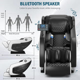 AVSAMOQ Massage Chair Full Body, Zero Gravity Massage Chair Recliner with Air Pressure, 8 Fixed Massage Rollers, Heating, Foot Roller, Bluetooth Speaker, for Home Office Men Women (Black)