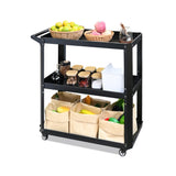 XCX 3 Tier Metal Utility Rolling Cart with Wheels, Black