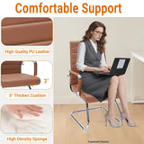 Sidnali Waiting Room Chairs, Office Guest Chair with Sled Base Mid Back for Reception Conference Room, Brown Set of 2