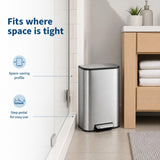 GarveeHome 3.2 Gal Stainless Steel Bathroom Trash Can with Lid, Silver