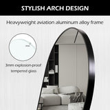 ZHUNFA Arched Full Length Floor Mirror, Oval Full Floor Mirror, Large Wall Mounted Arched-Top Body for Living Room, Bedroom, Bathroom, Entryway, Dressing Room (Black, 64 * 21)