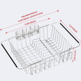 Fanbsy Dish Drying Rack in Sink, Extendable Stainless Steel Dish Drainers for Kitchen Counter, Anti-Rust Dish Dryer Rack with Utensil & Cup Holders, for Inside Sink, Over The Sink