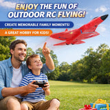 ANTSIR Remote Control Plane F-22 Raptor, 2.4GHz Durable Foam Rc Airplane with Smart Gyro/LED Lights/3 Rechargeable Batteries, RC Jet Glider Toy Gift for Kids Boys Girls 8-16 Year Old (Red)