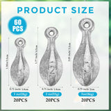 60 Pcs Fishing Weights Saltwater Kit 3oz 2oz 1oz Bank Sinker Saltwater Fishing Gear Fishing Weights Ceenna